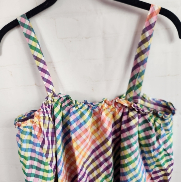 J.Crew Matching Set Button-Front Tank Top Tie-Front Midi Skirt Rainbow Gingham 6 - Picture 10 of 16